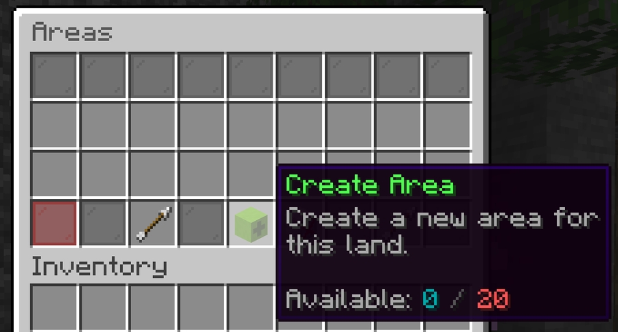 Click on the add area item.